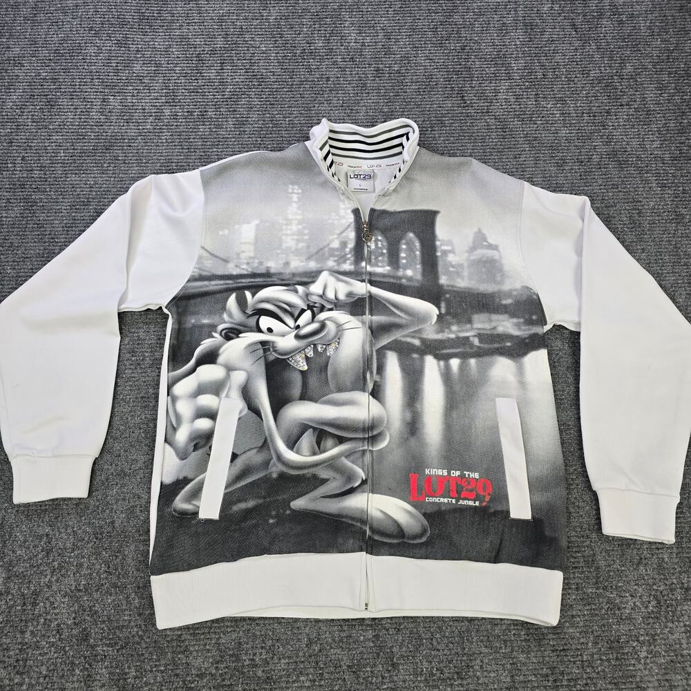LOT29 Track Jacket Mens L White Taz Looney Tunes Y2K Full Zip